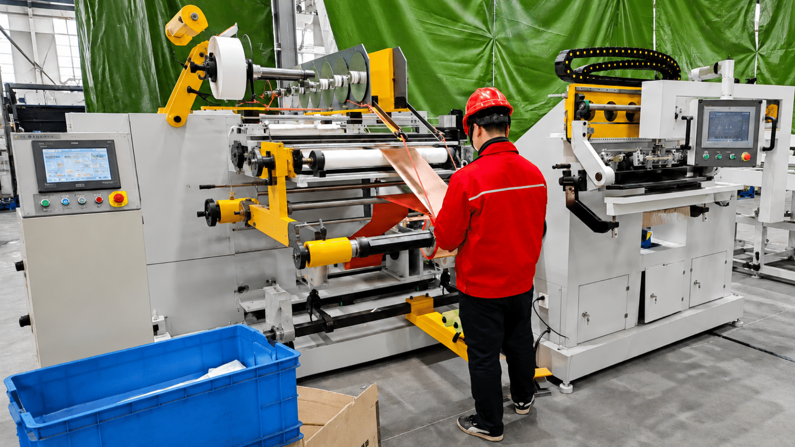 Transformer foil winding equipment for manufacturing single layer low voltage foil coils with high accuracy