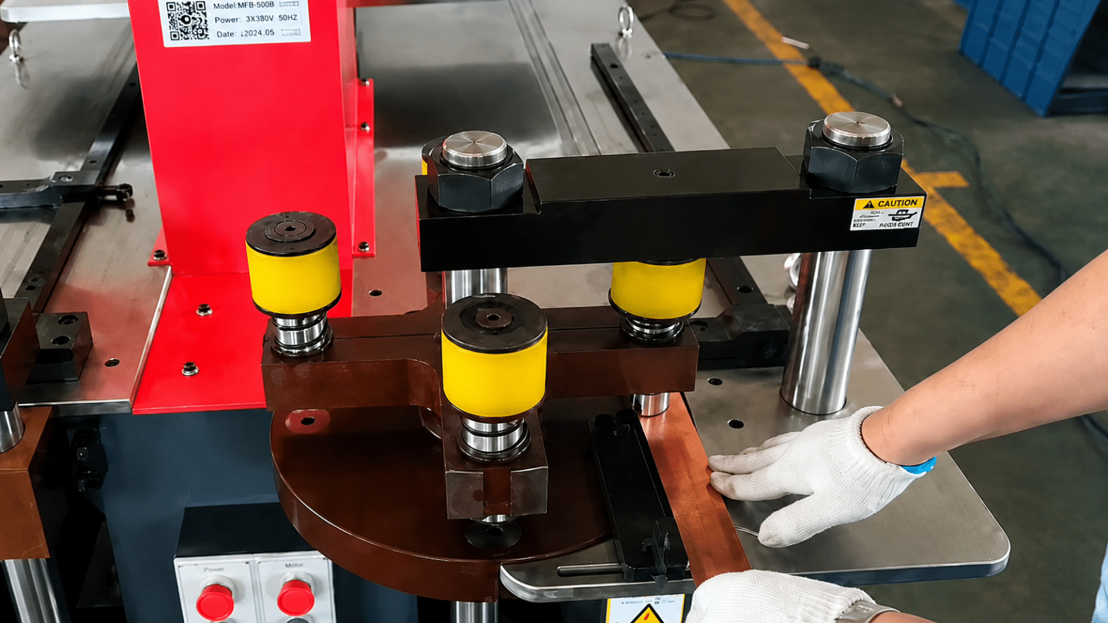 Busbar machine operation with punched copper bar components