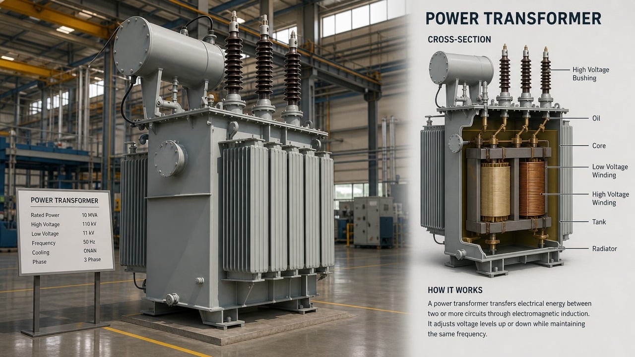 Power transformer manufacturing in factory