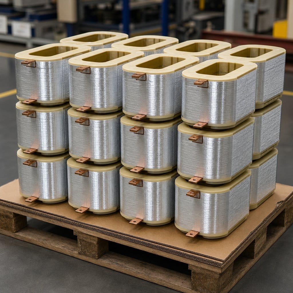 Finished foil-wound low-voltage transformer coil