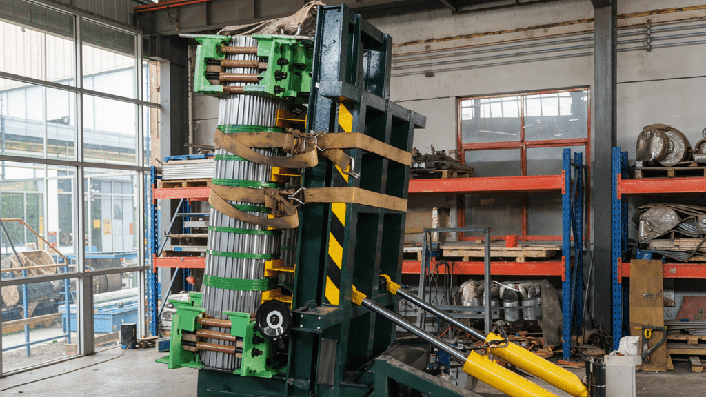 The iron core is currently being flipped on the flipping platform.