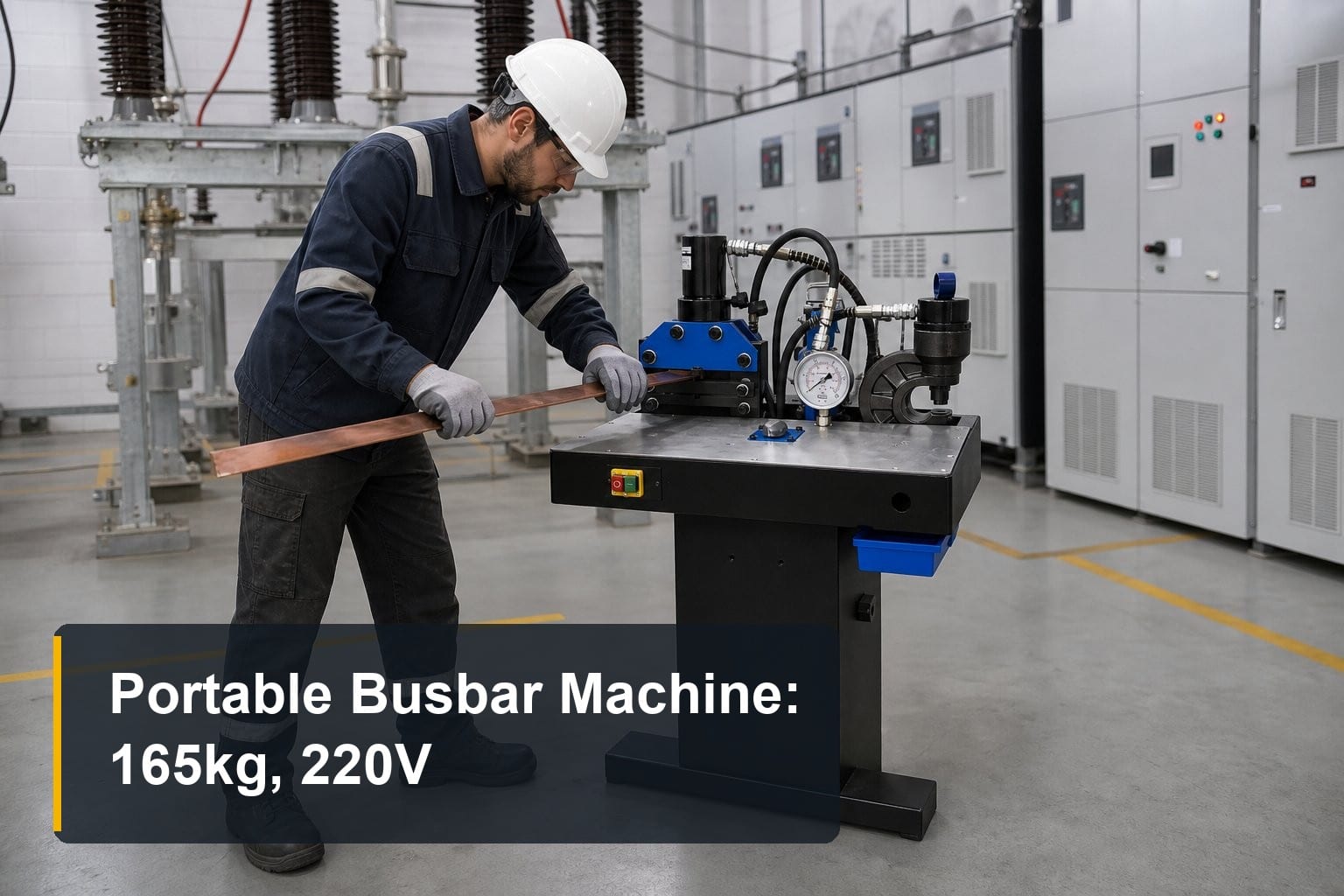 Portable Busbar Machine for On-Site Work: 165 kg, 220 V, Full Cut-Punch-Bend
