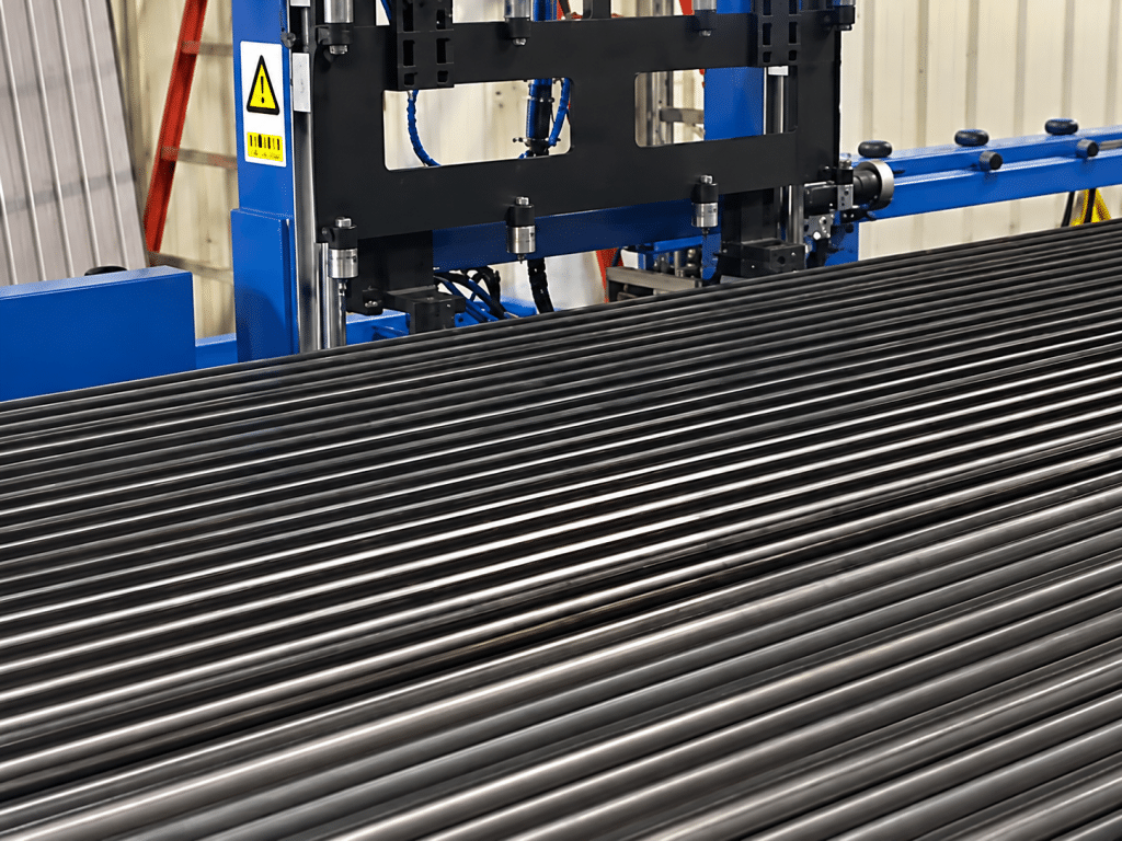 Finished panel radiators staged in the customer's assembly area