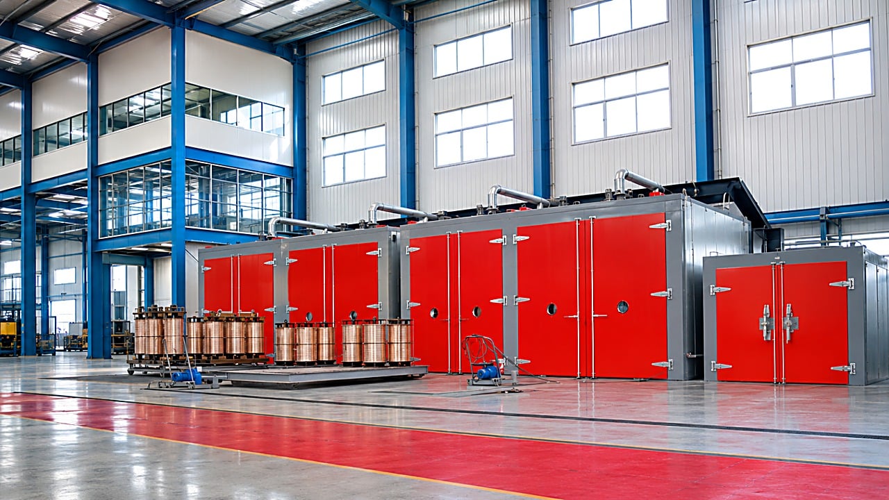 HB series curing oven for transformers installed in a dry-type transformer workshop