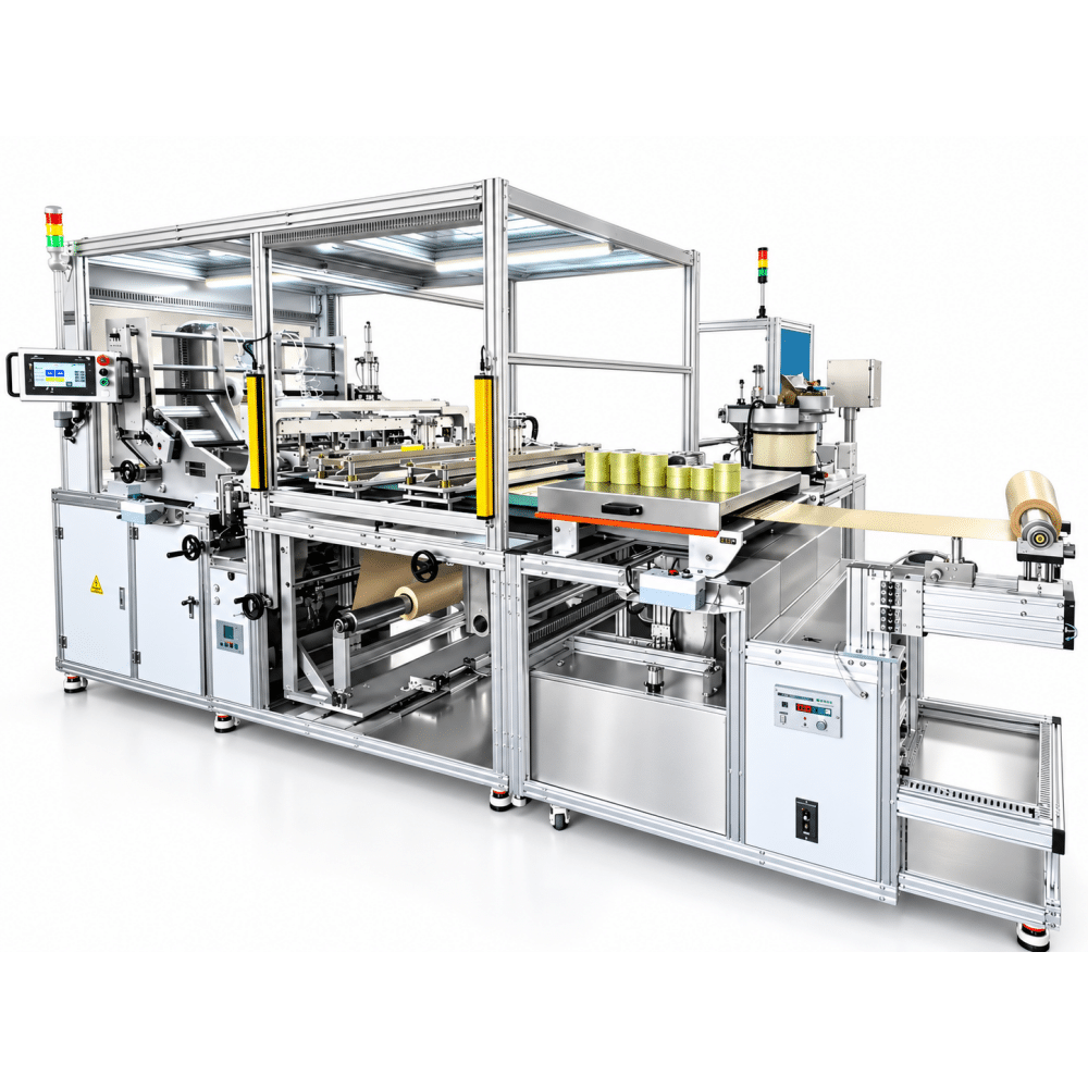 Oil duct bonding machine with aluminium frame guarding, paper unwind station and touchscreen HMI