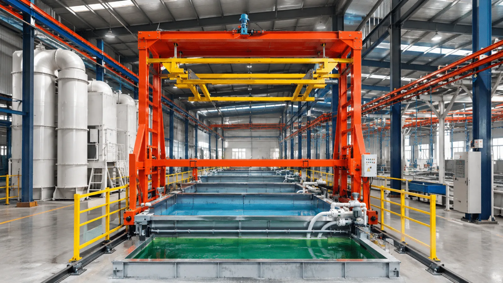 Transformer tank immersion pretreatment production line workshop installation and exhaust treatment system